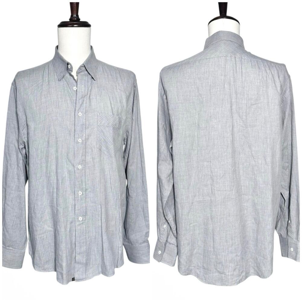 Billy Reid | Men | Brushed Gray Soft Cotton Standard Cut Button Down Shirt | XL